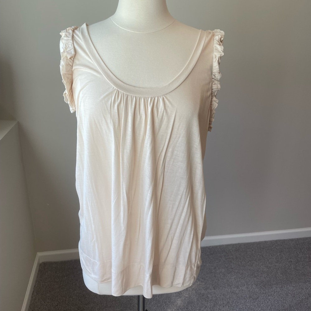 J. Crew Cream Ruffled Tank Top